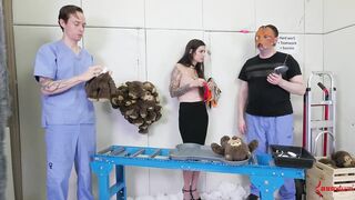 Threeway sub spit roast for BDSM teen