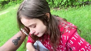 Lesbian best friend sucks dick on the park bench