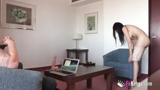 Big boobed Spanish go-go only wanted "information" about working in porn