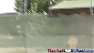 Blonde teen masturbates