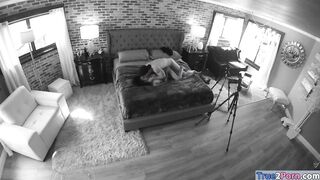 Busty ebony babe deeply pounded by white dick on the bed