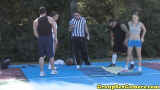 Sporty amateurs playing party games