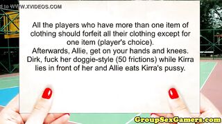 Sporty amateurs playing party games