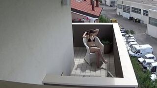 Spying my teen neighbour masturbating on her balcony
