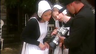 Prudish and technologically impaired Amish daughters found camcoder with tape where young blonde Melissa West had been shot in dirty movie