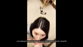 Asian beauty sucking white dick