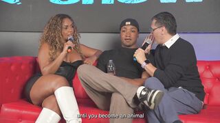 Carla Morelli BIG ASS ebony takes TWO HUGE COCKS in Juan Bustos Show