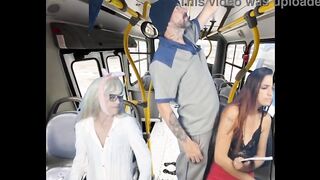 Worker takes out his dick and gropes women on the bus in public!