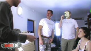 Ugly bitch with stockings hard fucked by Terry Kemaco and Jorge