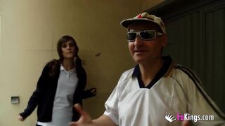 Petite Ainara's 50yo neighbour is obsessed with her, so she's going to fuck him