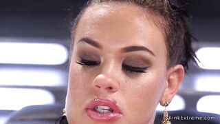 Double dildo anal fucking machine