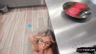 Girlfriend's Mom Sneakily Sucks Me Off Under the Table