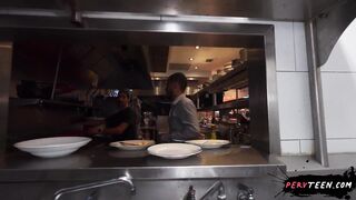Sneaky Waitress Fucks Me Hard in the Restaurant... We Get Caught