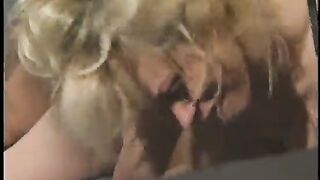 Experienced blonde whore with big jugs gets fucked hard in a prison cell by two muscle cops