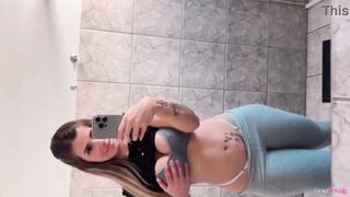 Masturbating HIDDENLY in the GYM bathroom - Aline Novak