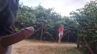 Handjob for a slut who was passing by in public!