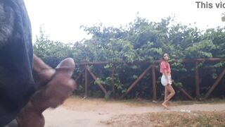Handjob for a slut who was passing by in public!