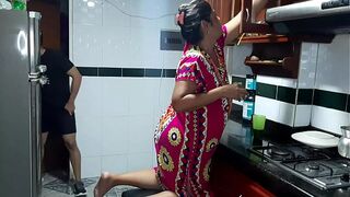 Trying My Stepmother's Delicious Pussy in the Kitchen. Full Video