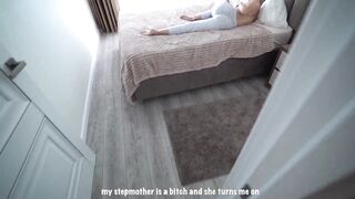 Stepmom seduces stepson by watching porn in morning with door open
