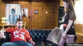 Stepdaughter masturbates next to stepdad
