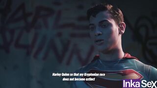 Superman destroys Harley Quinn's anus and gives her an anal creampie.