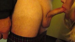 2 CD Sissies tag team a nice cock and get a huge load of cum
