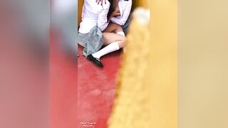 Public Threesome at School! Two Lesbian Students Kissing Behind Classrooms Inside School, Another Student Film them and They Have a Public Threesome! Vol 1