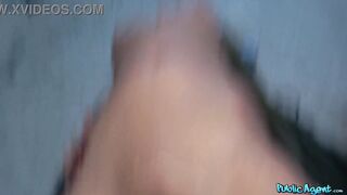 Public Agent - Brunette babe with perfect perfect and thick body CUMS HARD on my cock