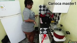 Husband arrives for lunch and fucks wife while she cooks