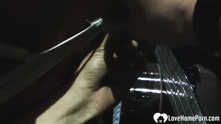 Hot babe welcomed home to a hot cock