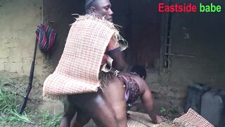 African forest Queen fucked outdoor with the forest hunter