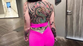 My neighbor kept staring at my ass while I was working out. I gave him my ass and my pussy.