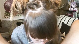 Cute Nerdy Girl Shows Her Deepthroat Skills on Big Dick