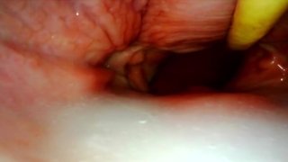 HOT INTERNAL POV. CAMERA INSIDE HER PUSSY WHILE I FILL HER WITH CUM