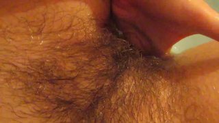 Bathtub session with amateur hairy girl big clit small tits