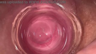 The hottest pussy spreading and internal camera in Mia's creamy vagina