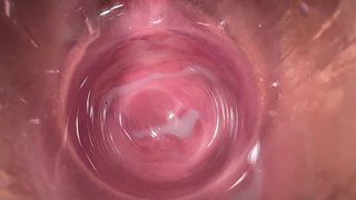 The hottest pussy spreading and internal camera in Mia's creamy vagina