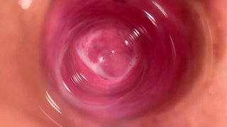 Camera deep inside Mia's vagina