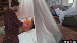 Black teen stepdaughter with huge boobs seduces her stepdad