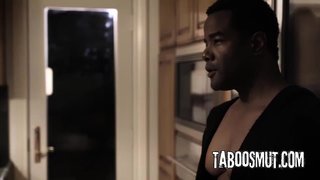 Ebony Stepdad Fucks His Stepson's Girlfriend While He Is Out