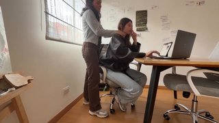 My best friend touches my clitoris hard while I'm working!!!