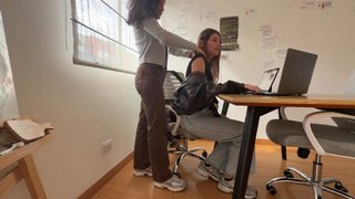 My best friend touches my clitoris hard while I'm working!!!