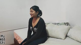 Beautiful young woman Kiomi comes for a porn casting.