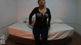 Beautiful young woman Kiomi comes for a porn casting.