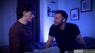 Stepdad sucked off by stepdaughters gf and his stepson joins