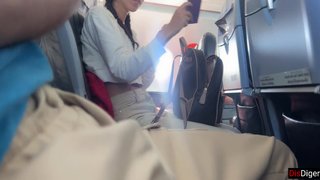 Crazy Risky Handjob until Cum in Public Airplane