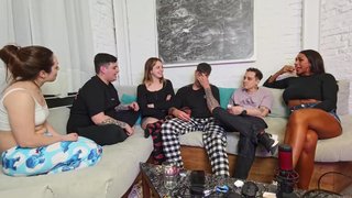 3 vs 3! Truth or dare? Game night with friends turns into amateur orgy!
