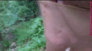 Walk in pantyhose on the forest mountain