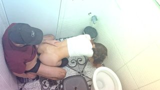 Slut being fucked by a stranger in the bathroom of a bar!