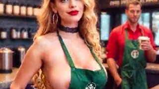 A Sexy waitress in a café 1 (AI-generated) (No live-action) (NSFW)